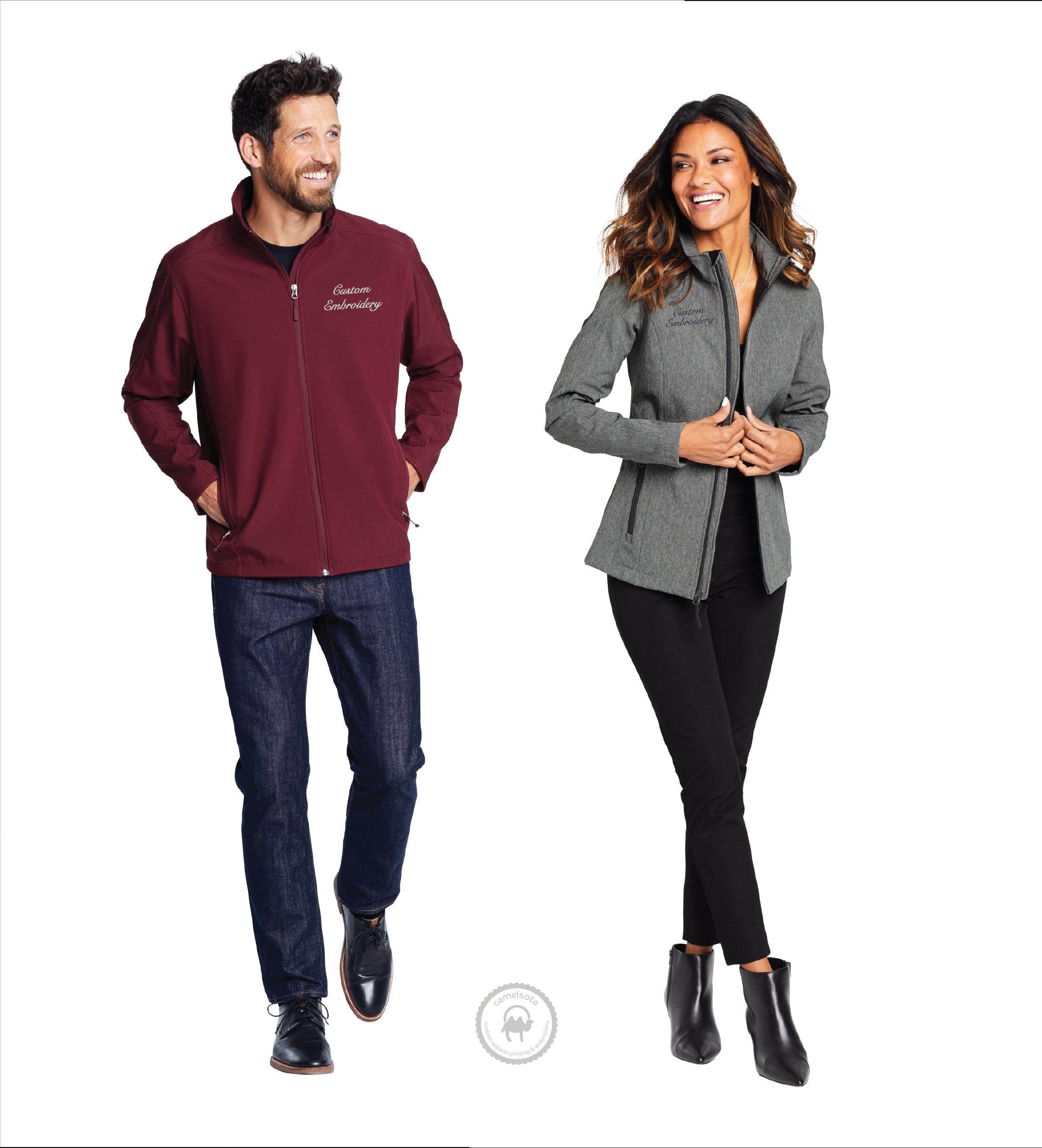 Custom Embroidered Soft Shell Full-zip Jacket, Monogrammed Team