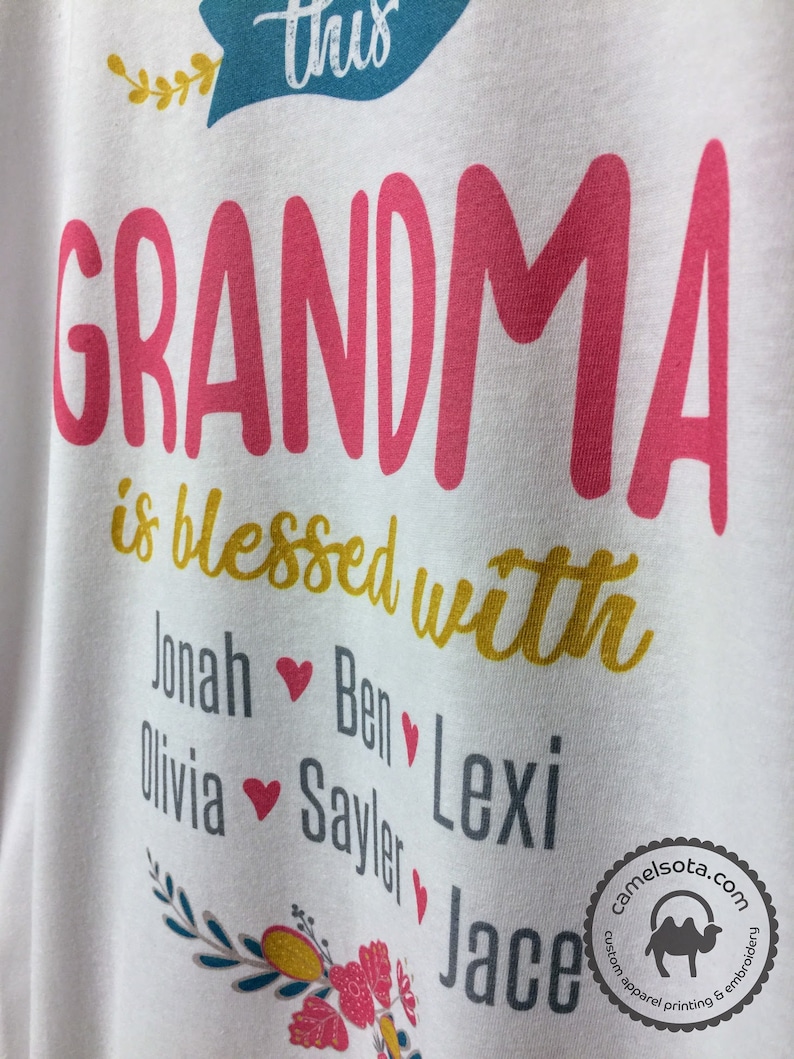 Grandma Shirt With Grandkids Names Grandma Grandkids Shirt  Etsy