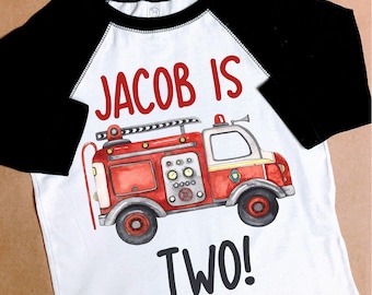 Firetruck Birthday Shirt 1st 2nd 3rd Birthday Personalized Toddler Fire Truck Shirt for any age with any name Fireman Shirt Fireman Birthday