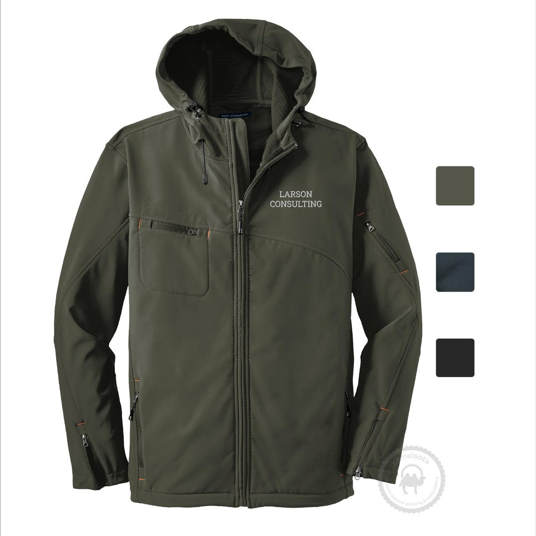 Custom Embroidered Port Authority Textured Hooded Soft Shell
