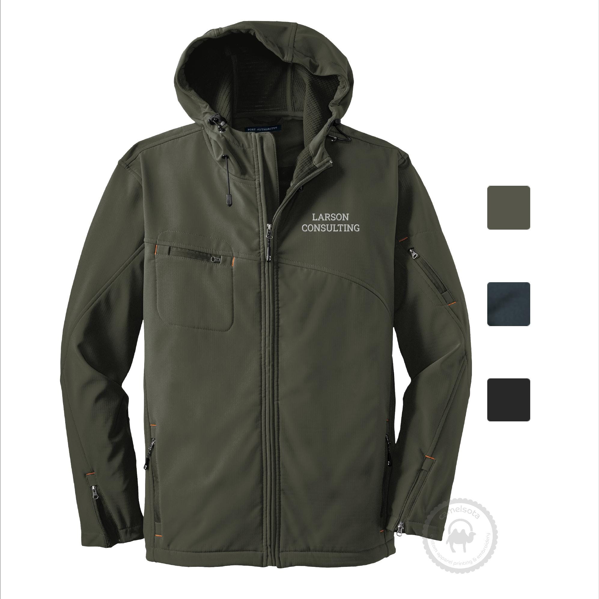 Custom Embroidered Port Authority Textured Hooded Soft Shell