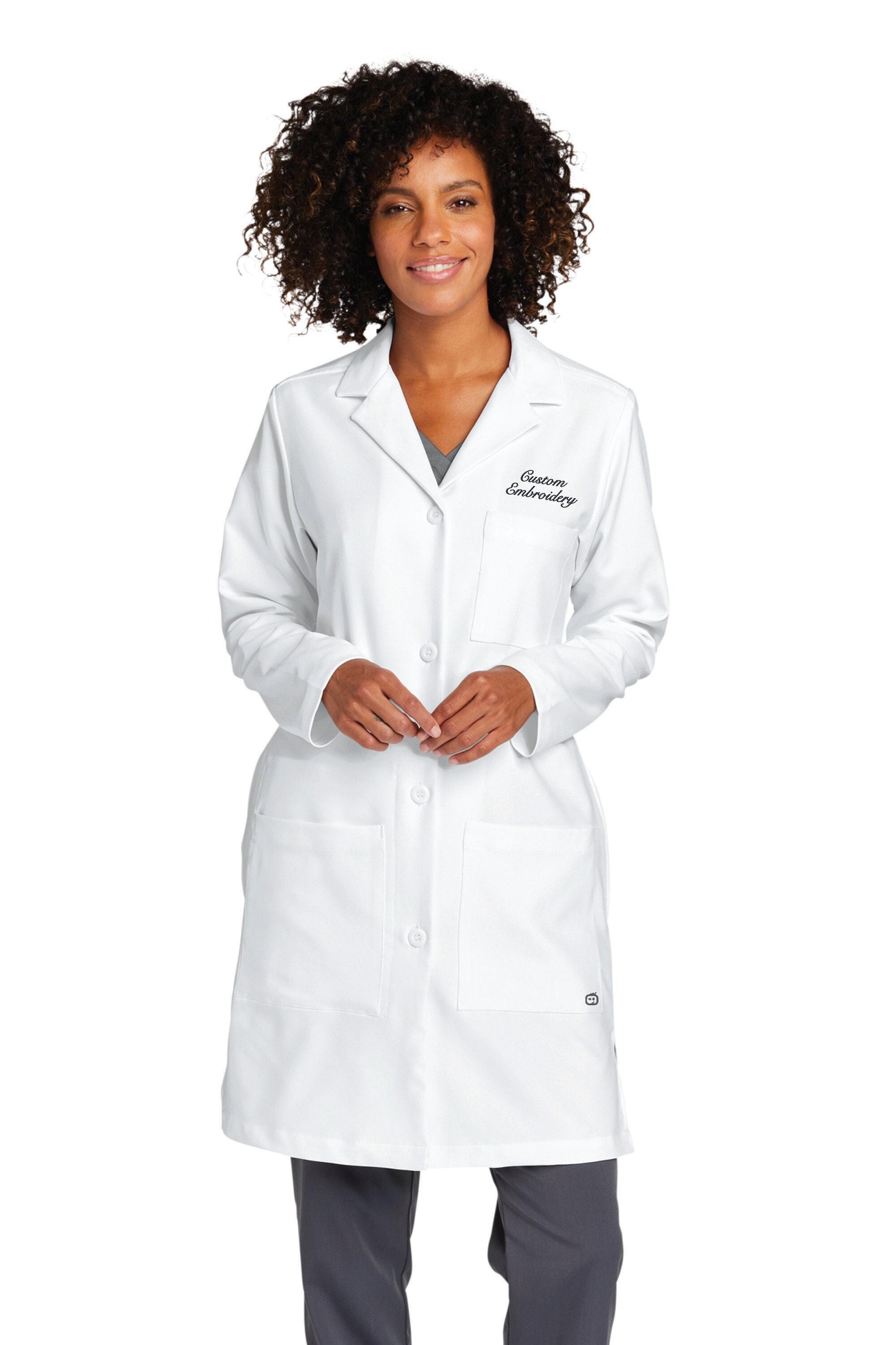 Camice Grembiule Donna Sciancrato Bianco Slim medico estetista oss farmacia  - Personalizzabile con il tuo logo
