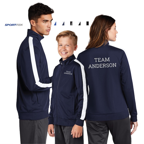 Custom Embroidered Track Jacket Sport-tek Tricot Sleeve Stripe