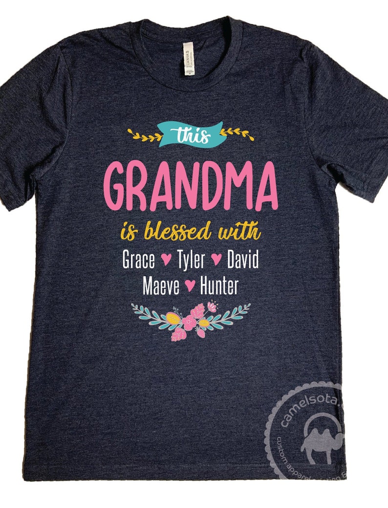Grandma Shirt With Grandkids Names Grandma Grandkids Shirt  Etsy