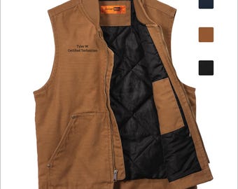 Individuell gestickte CornerStone Washed Duck Stoffweste Full-Zip Firmenlogo Arbeitsweste Gesteppte Outdoor-Uniform Monogrammierte Teamuniform CSV40