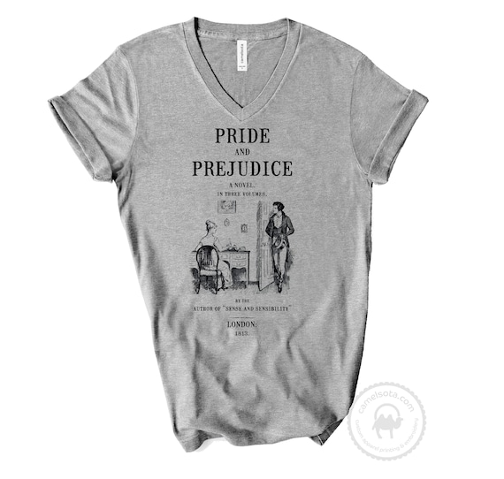 Women's T-Shirts [Out of Print] Jane Austen / Pride and Prejudice V-Neck Tee (Dark Grey) (Womens) Amazon.com: Womens Pride and Prejudice Jane Austen V-Neck T