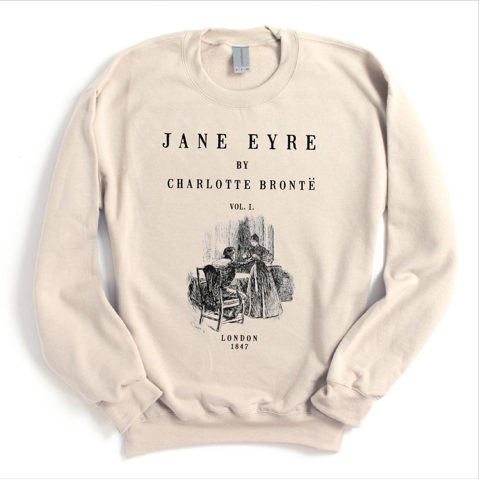 Women's T-Shirts [Out of Print] Charlotte Bront&#235; / Jane Eyre V-Neck Tee (Midnight Navy) (Womens) L-1576-Womens-Crew-Jane-Eyre-