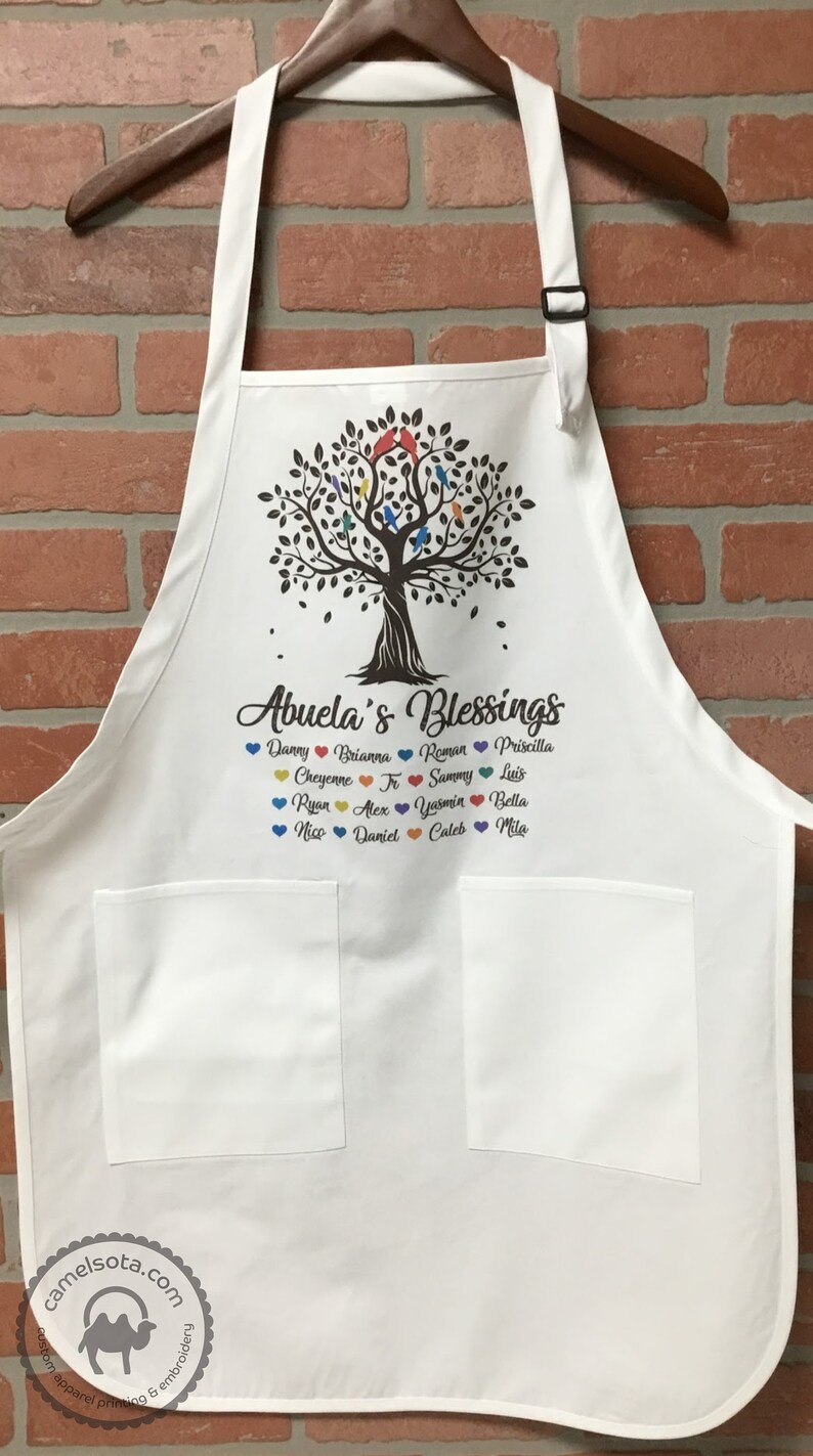 Personalized Grandma Apron Grandma Apron With Grandkids Names Etsy