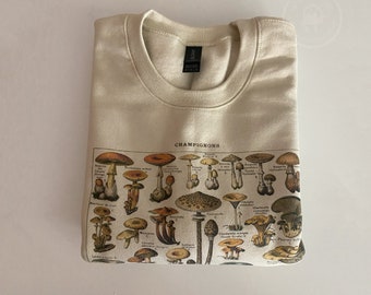 Mushroom Sweatshirt Vintage Chart Encyclopedia Sweater Adolphe Millot for Le Larousse Pour Tous Outdoorsy Sweatshirt Nature Lover Gift
