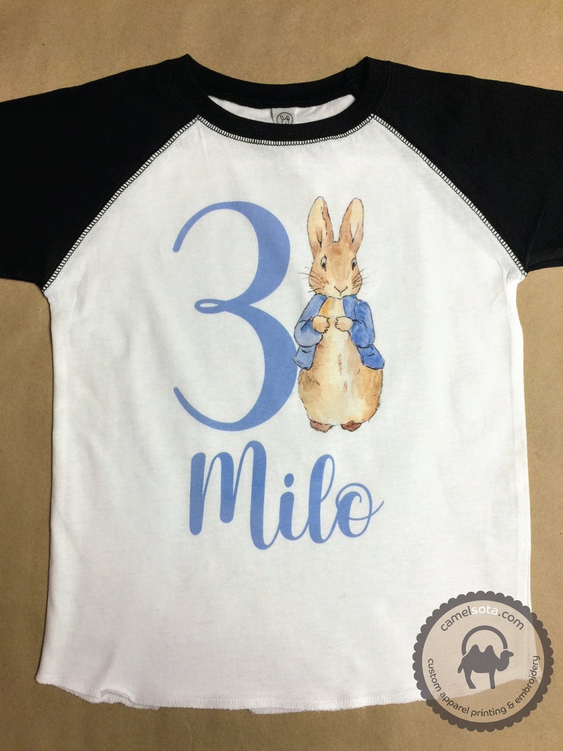 Peter Rabbit Name Shirt Peter Rabbit Birthday Shirt Peter Rabbit Printed Shirt Peter Rabbit Nursery Peter Rabbit Raglan Peter Rabbit Shirt