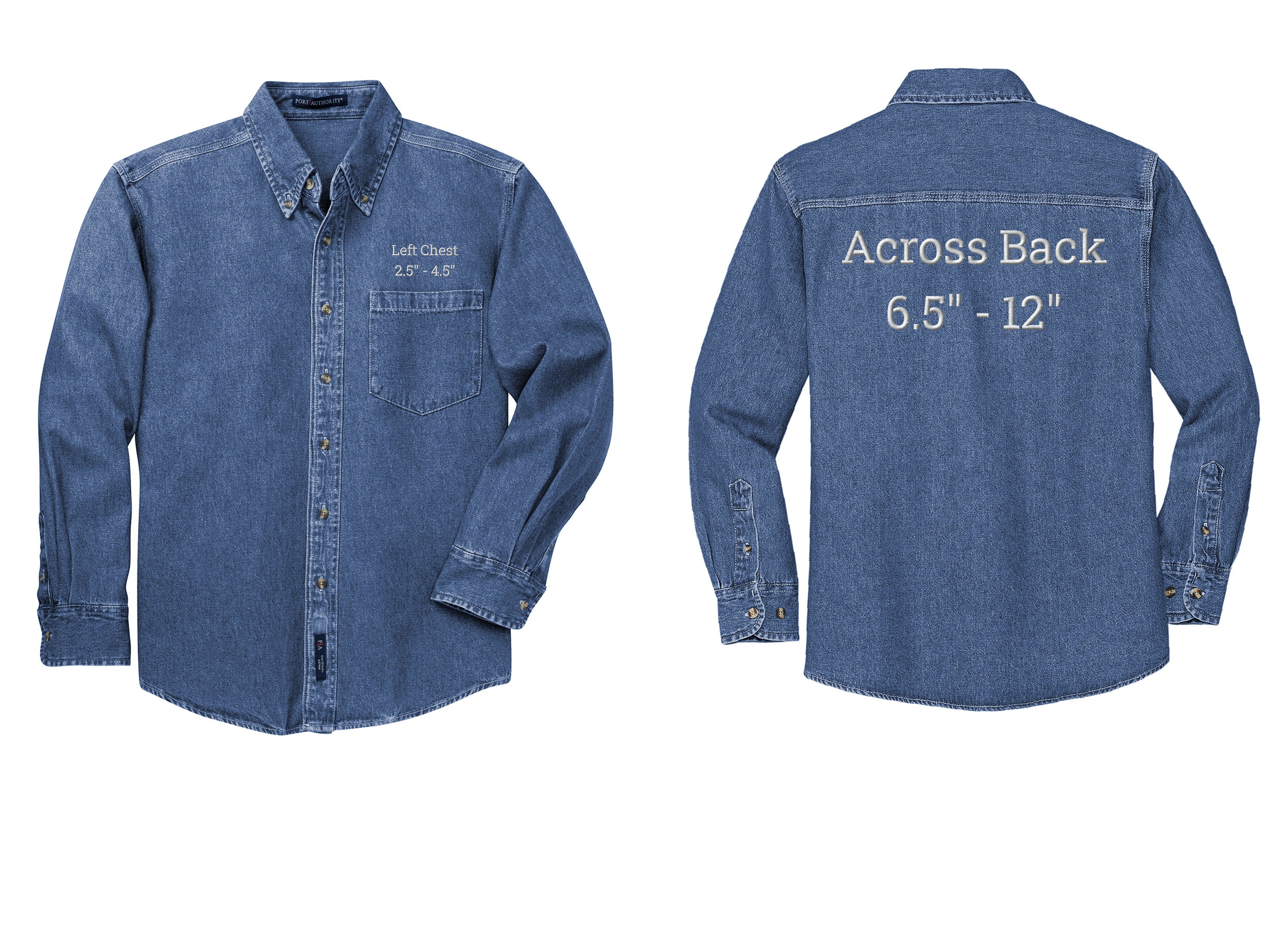 Port Authority Men's Heavyweight Denim Shirt - Stonewashed 100% Cotton Work Shirt - View #2