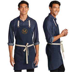 Custom Apron, Custom Embroidered Apron, Custom Monogrammed Apron, Custom Apron Women, Personalized Apron, Chef Apron Men A815 River Blue Navy