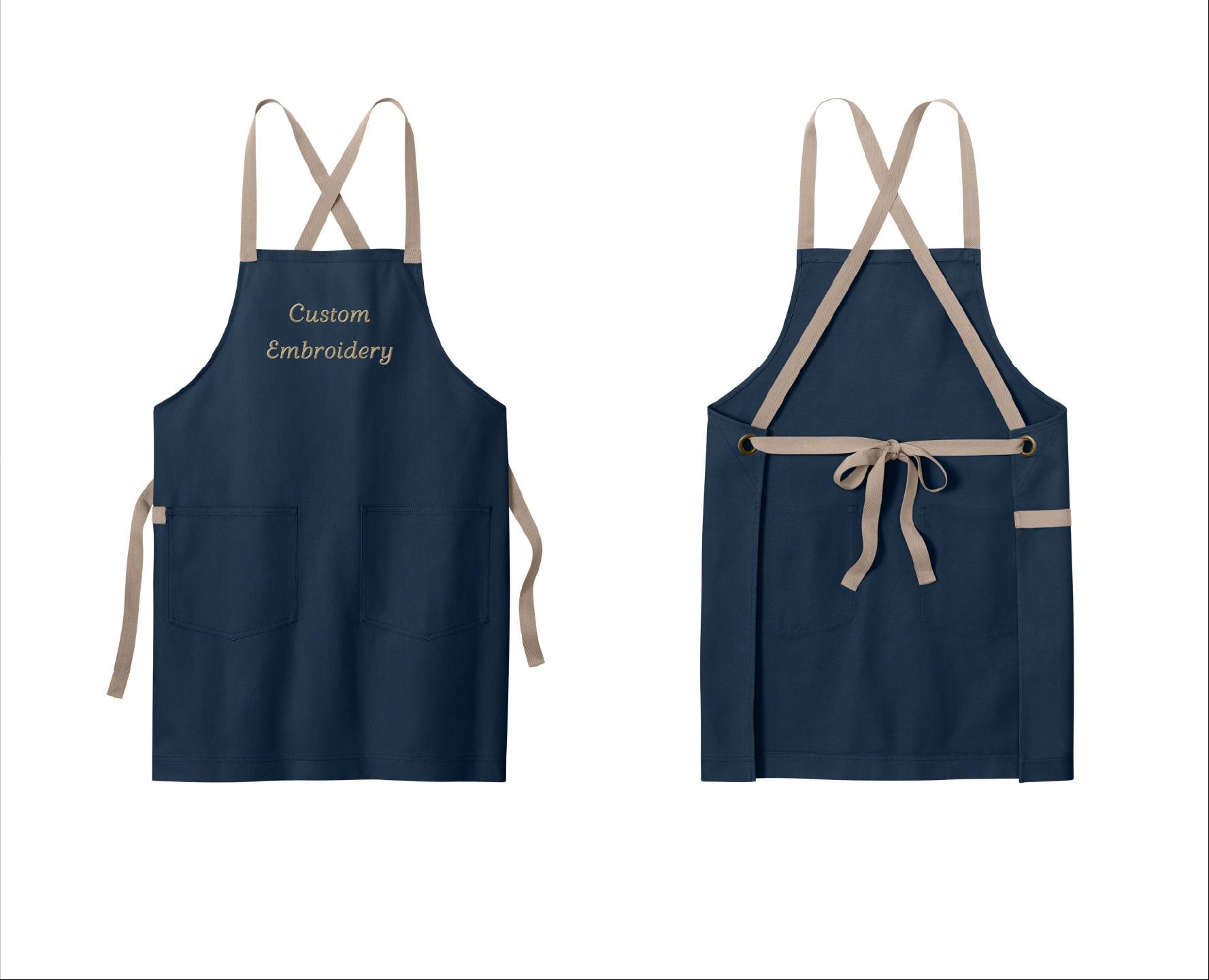 Custom Embroidered or Printed Heavy Twill Crossback Apron Port