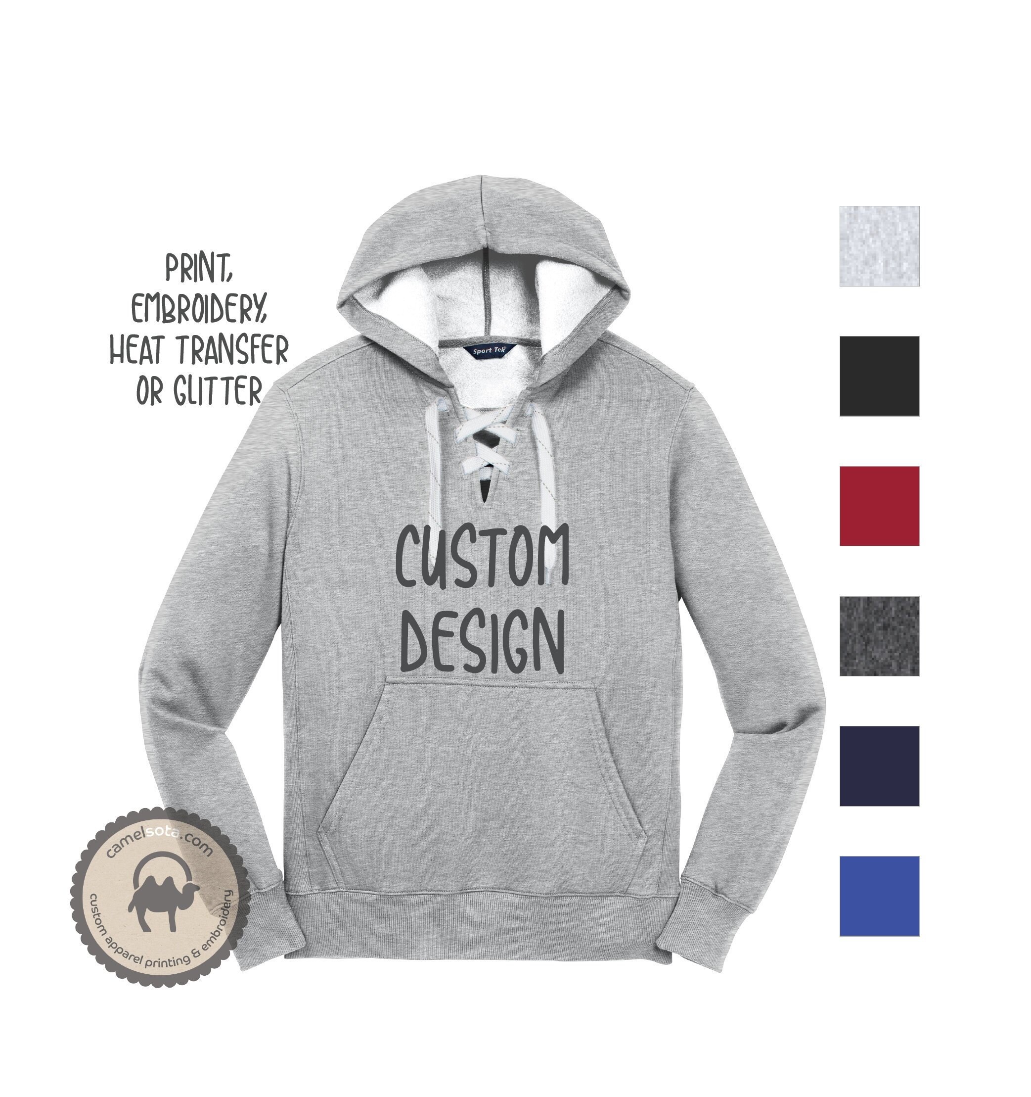 Custom Design on Hockey Lace Hoodie Custom Embroidery on Etsy