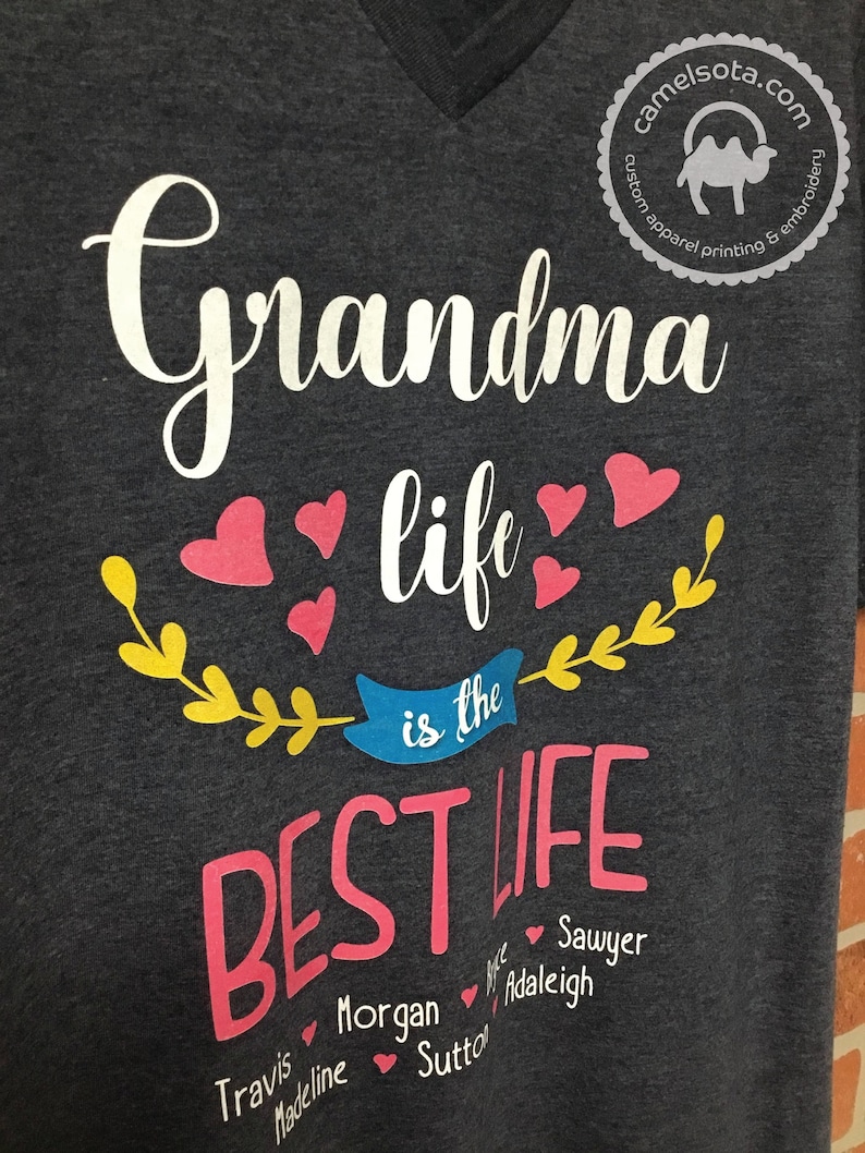Grandma Tshirt Grandma Shirt With Grandkids Names Grandma Etsy