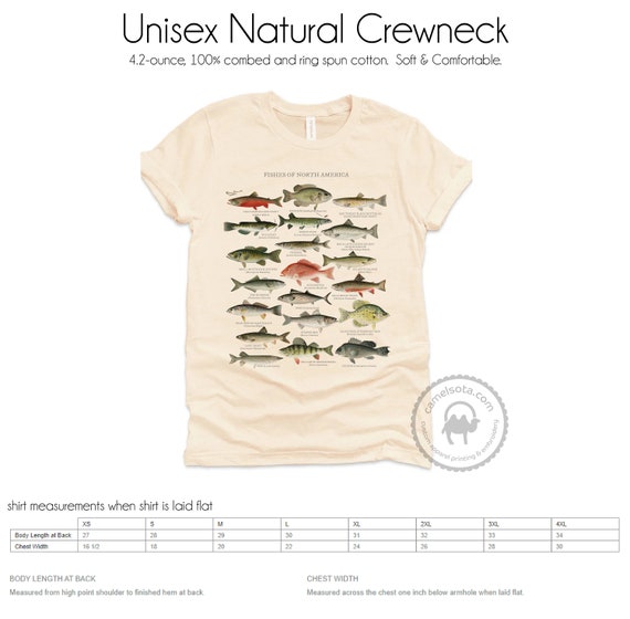 North American Fish Shirt, Fisherman Gift, Lake Outdoorsman Naturalist, Fly Fishing, Bass, Trout, Pike, Salmon, Pickerel, Perch, Red Snapper