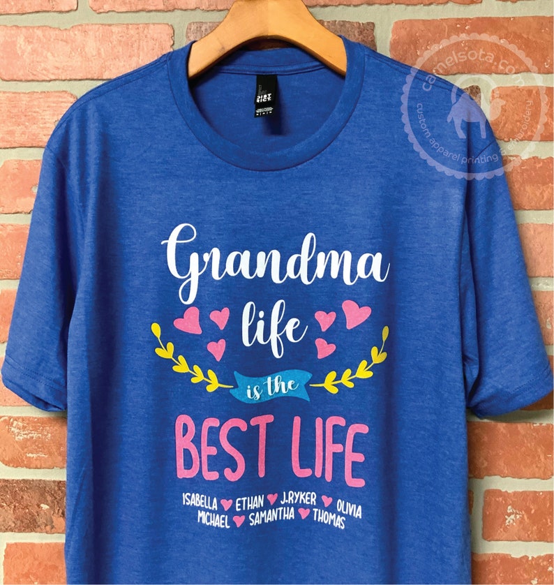 Grandma Tshirt Grandma Shirt With Grandkids Names Grandma Etsy