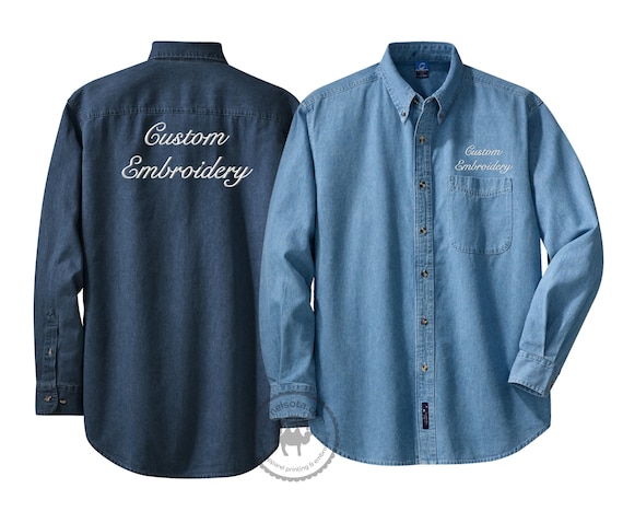 Embroidered Long Sleeve Denim Shirt 