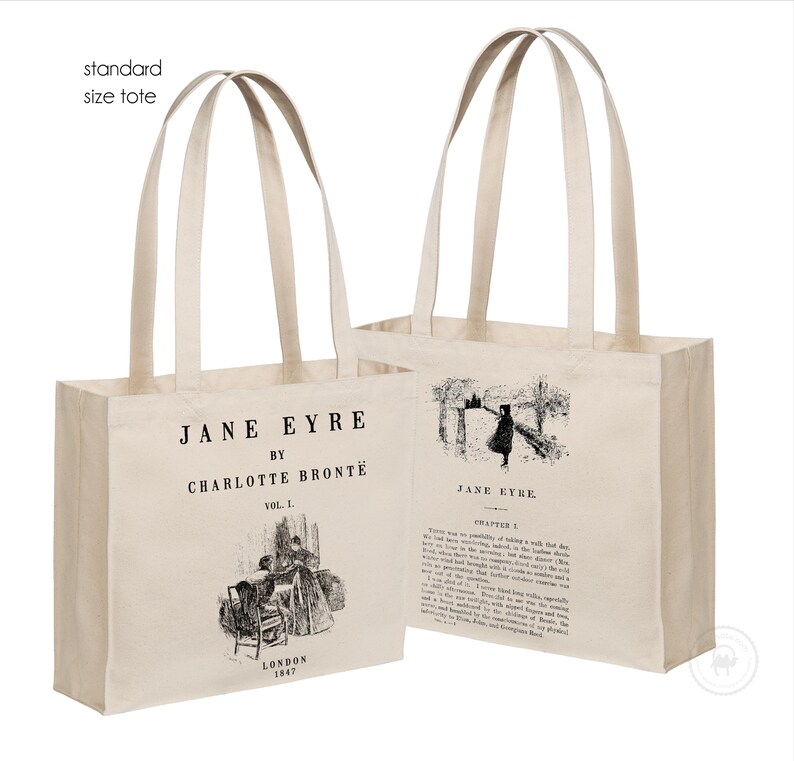 Jane Eyre Tote, Heavy Duty Tote, Charlotte Bronte Tote, Jane Eyre Sturdy Book Bag, Jane Eyre Gift, Book Lover Gift, Bookish Gift Bronte Gift image 3