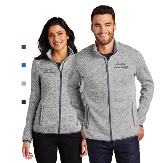 Custom Embroidered Sweater Fleece Full-zip Jacket Monogrammed Team  Corporate Uniform Personalized Men's Ladies Port Authority F232 L232 