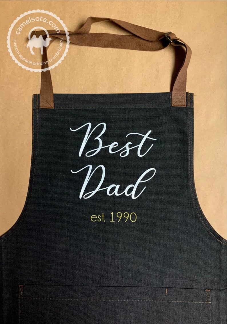 Custom Printed Apron With Ink Custom Text Apron Dad Grill Etsy