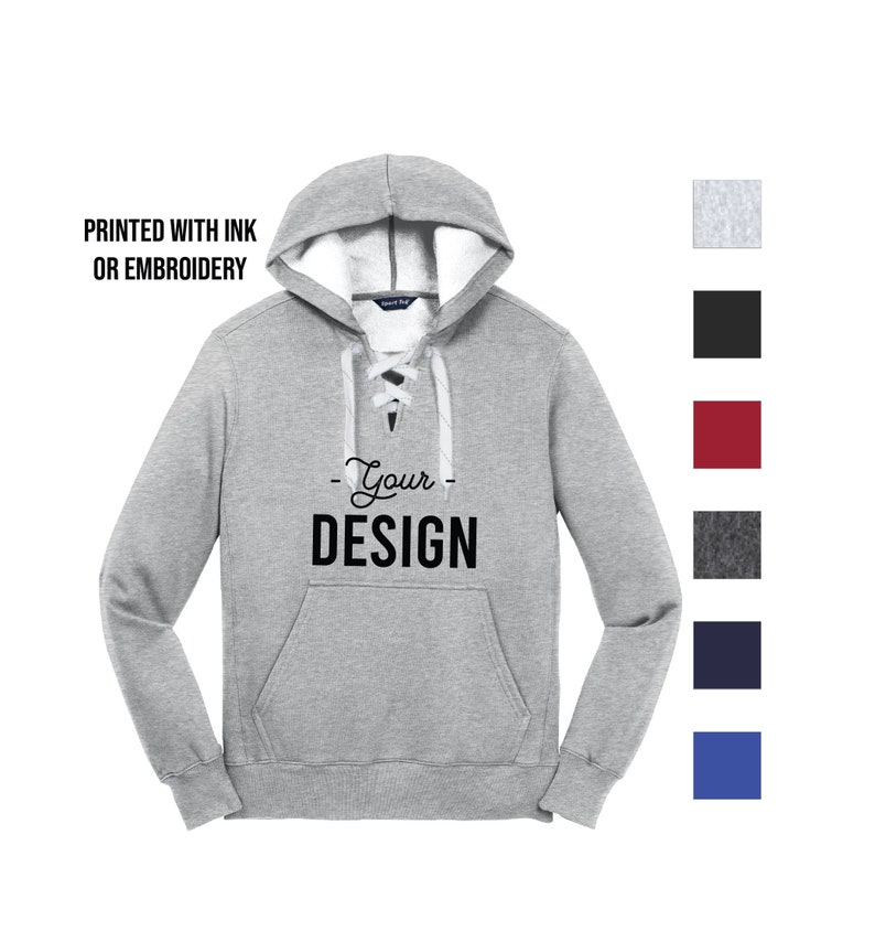 Custom Design on Hockey Lace Hoodie Custom Embroidery on Etsy