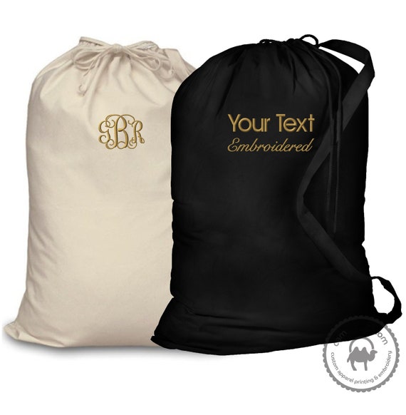 Custom Embroidered Canvas Laundry Bag Monogrammed Heavy Weight