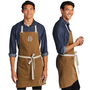 Custom Apron, Custom Embroidered Apron, Custom Monogrammed Apron, Custom Apron Women, Personalized Apron, Chef Apron Men A815 Duck Brown