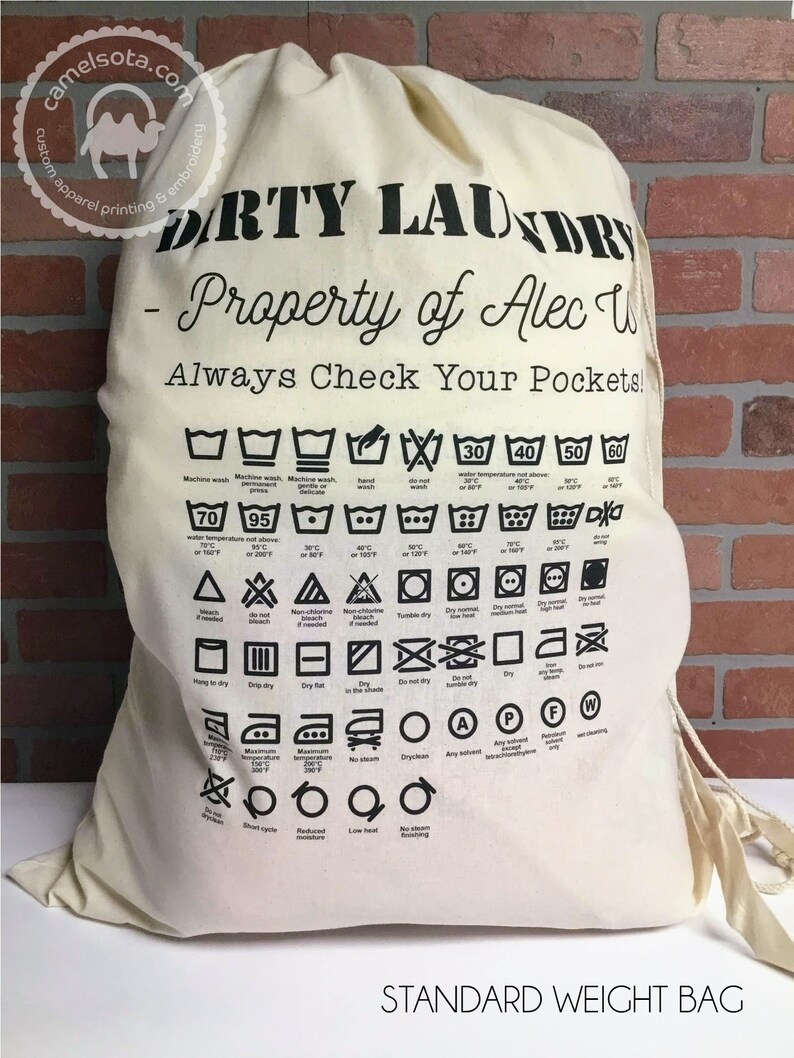 Custom Laundry Bag With Washing Instructions Personalized Etsy