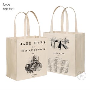 Jane Eyre Tote, Heavy Duty Tote, Charlotte Bronte Tote, Jane Eyre Sturdy Book Bag, Jane Eyre Gift, Book Lover Gift, Bookish Gift Bronte Gift image 2