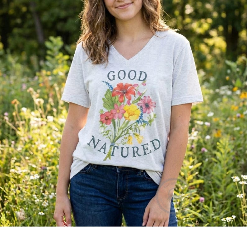 Gutmütiges Shirt, Outdoorsy Shirt, Geschenk für Naturliebhaber, Wildblumen T-Shirt, Gutmütiges T-Shirt, Wanderer Wanderer Geschenk, Vintage Blumen von Redoute Bild 2