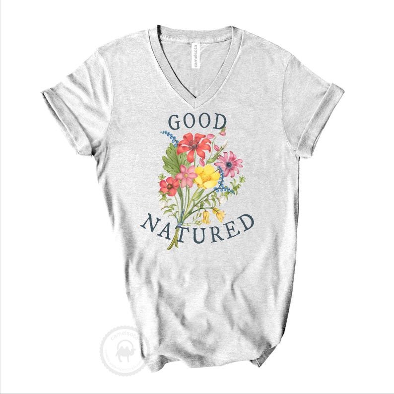 Gutmütiges Shirt, Outdoorsy Shirt, Geschenk für Naturliebhaber, Wildblumen T-Shirt, Gutmütiges T-Shirt, Wanderer Wanderer Geschenk, Vintage Blumen von Redoute V-NECK