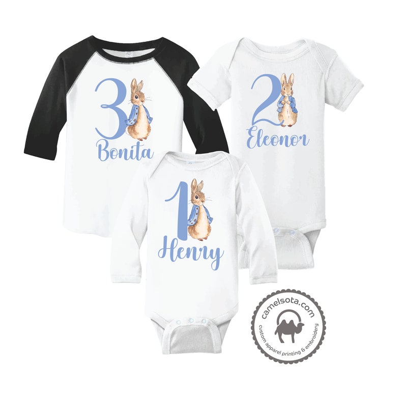 Peter Rabbit Name Shirt Peter Rabbit Birthday Shirt Peter Rabbit Printed Shirt Peter Rabbit Nursery Peter Rabbit Raglan Peter Rabbit Shirt