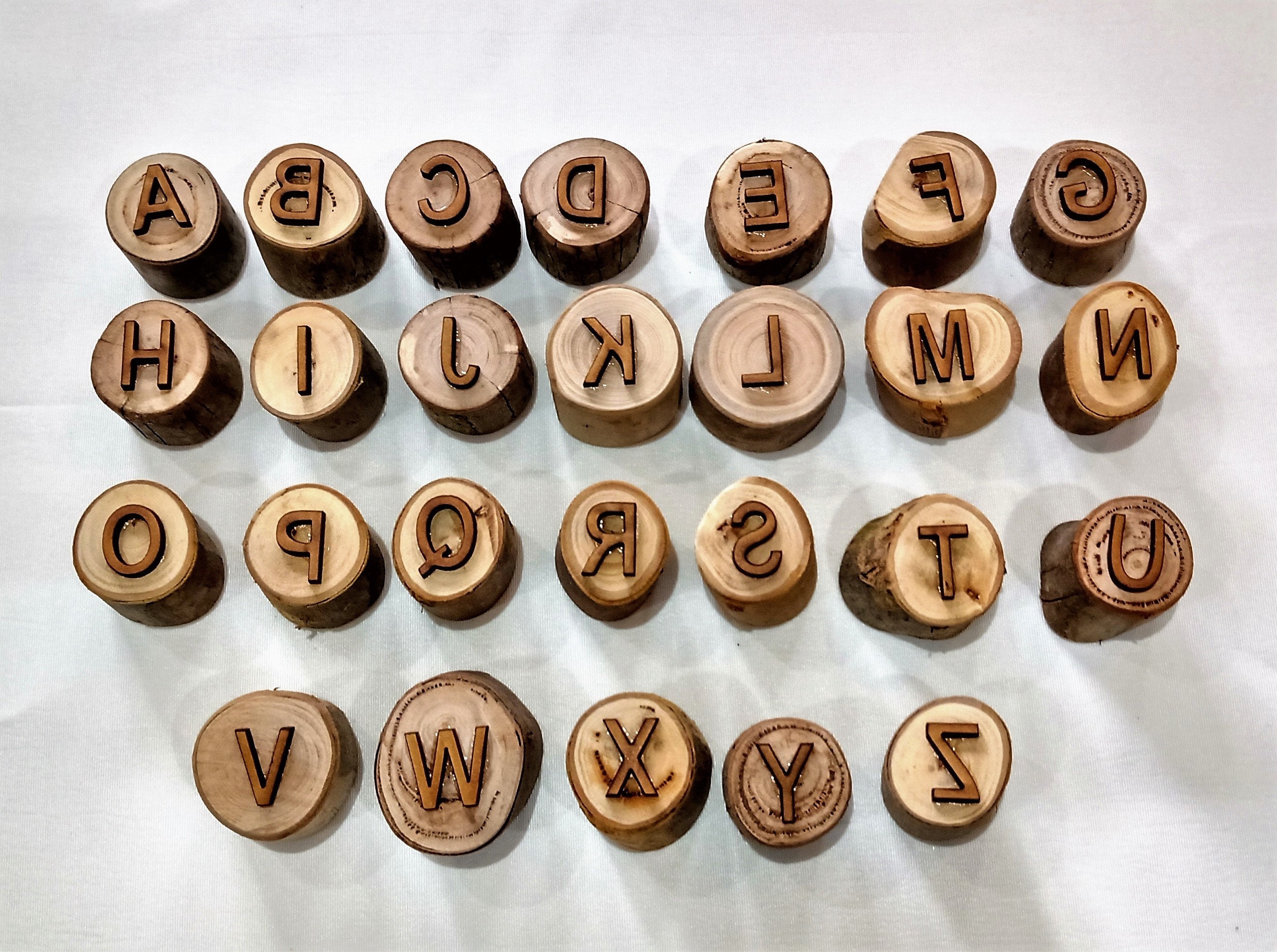 Wooden Alphabet Playdough Stampers Etsy Australia