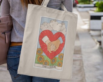 The Lovers Tarot Tote Bag Aesthetic Tarot Card Bag Indie Tarot Tarot Aesthetic Tarot Bag Tarot Tote Bag Aesthetic Tote Bag Tarot Deck Bag