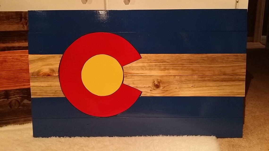 Handmade wood Colorado Flags 9 Etsy