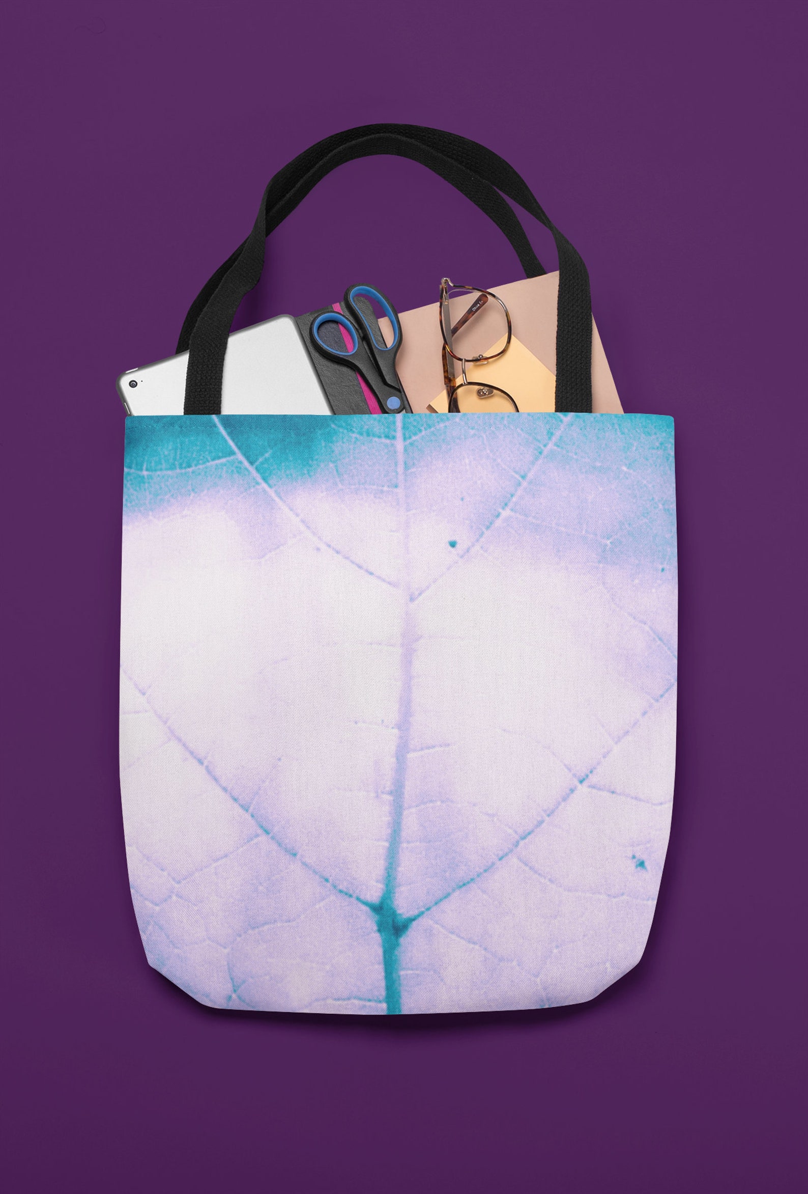 Purple Canvas Tote Bag for Women, Reusable Grocery Bag, Carry All, Gift