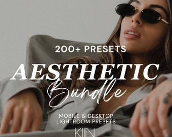 200+ AESTHETIC PRESET BUNDLE- Mobile and Desktop - Lightroom Preset Bundle for Instagram, Earthy, Dark, Moody, Minimal, Warm, Neutral Filter
