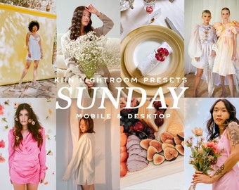 10 SUNDAY LIGHTROOM PRESETS Mobile Preset Spring Summer Preset Warm Pastel Filter Bright and Airy Outdoor Presets Fashion Influencer Presets