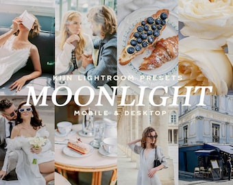 10 MOONLIGHT LIGHTROOM PRESETS Moody Aesthetic Presets Dreamy Blue Presets Soft Cream Filter Instagram Presets Influencer mobile presets