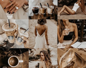 10 COFFEE LIGHTROOM MOBILE Préréglages minimaux préréglages neutres préréglages sombres préréglages bruns préréglages instagram préréglages blogueurs préréglages esthétiques