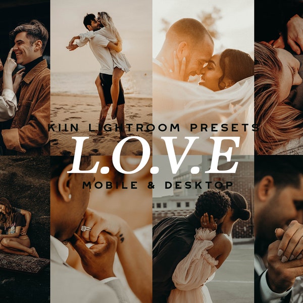 10 LIEFDE LIGHTROOM VOORINSTELLINGEN Mobiele presets Romantische preset Humeurige presets Paar engagement presets Bruiloft preset Elopement Preset Filter