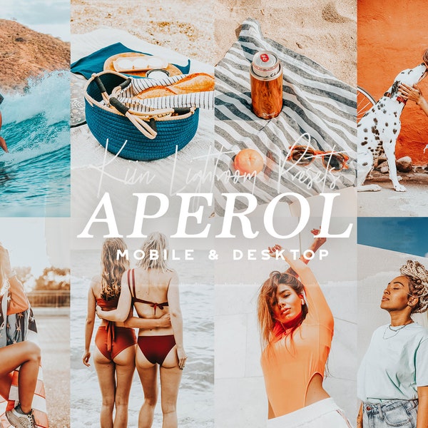 10 APEROL SPRITZ PRESETS Lightroom Presets Mobile Preset Travel Presets Instagram Presets Orange Ästhetik Filter Sommer Strand Presets