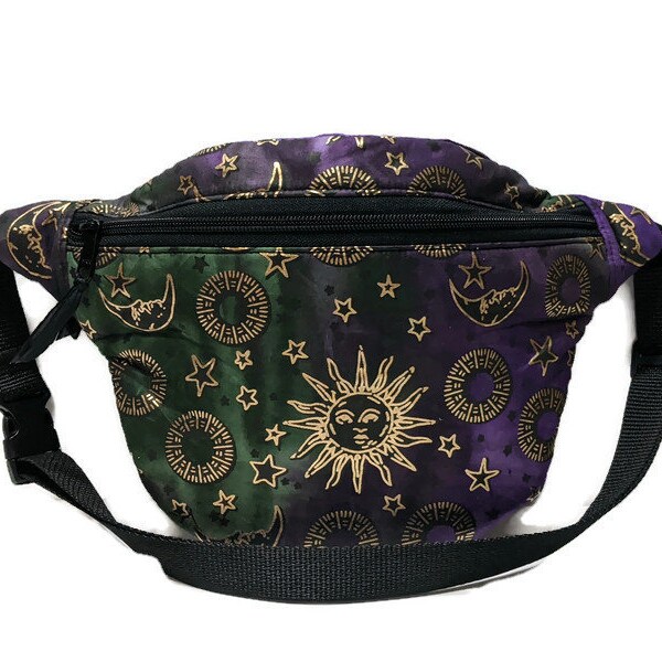 Celestial Fanny Pack, Conceal Carry Women, Belly Bag, Waist Pack, Sun Moon Star Bag, Concealed Carry Fanny Pack