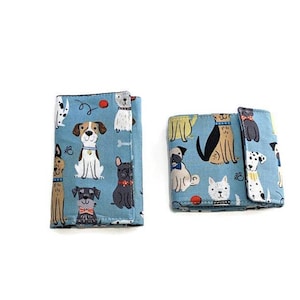 Cartera para amantes de los perros, regalo para mamás de perros, cartera para identificación de mujer y niña, cartera vegana, cartera con diseño de cabaña, cartera plegable triple o doble para perros