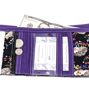 Carteira Ouriço com Cogumelo, Presente para Amante de Ouriço, Carteira Feminina Girl ID, Carteira Vegana, Carteira Cottage Core, TriFold ou BiFold
