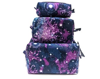 Estuche organizador de viaje de algodón hecho a mano con diseño de cielo nocturno