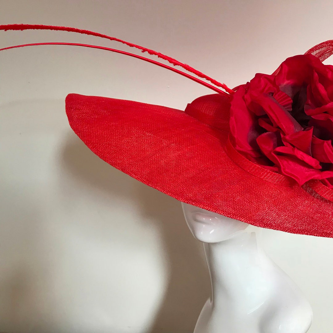 Poppy Red in Paris Hat Couture Wedding/races/mother of the - Etsy