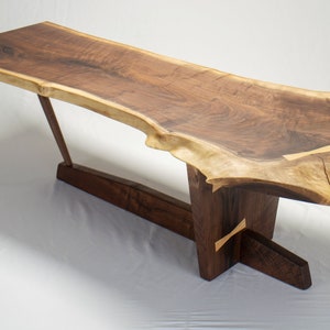 Mid Century George Nakashima Inspired Natural Live Edge Walnut Coffee Table