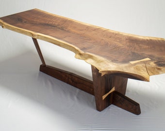 Mid Century George Nakashima Inspired Natural Live Edge Walnut Coffee Table